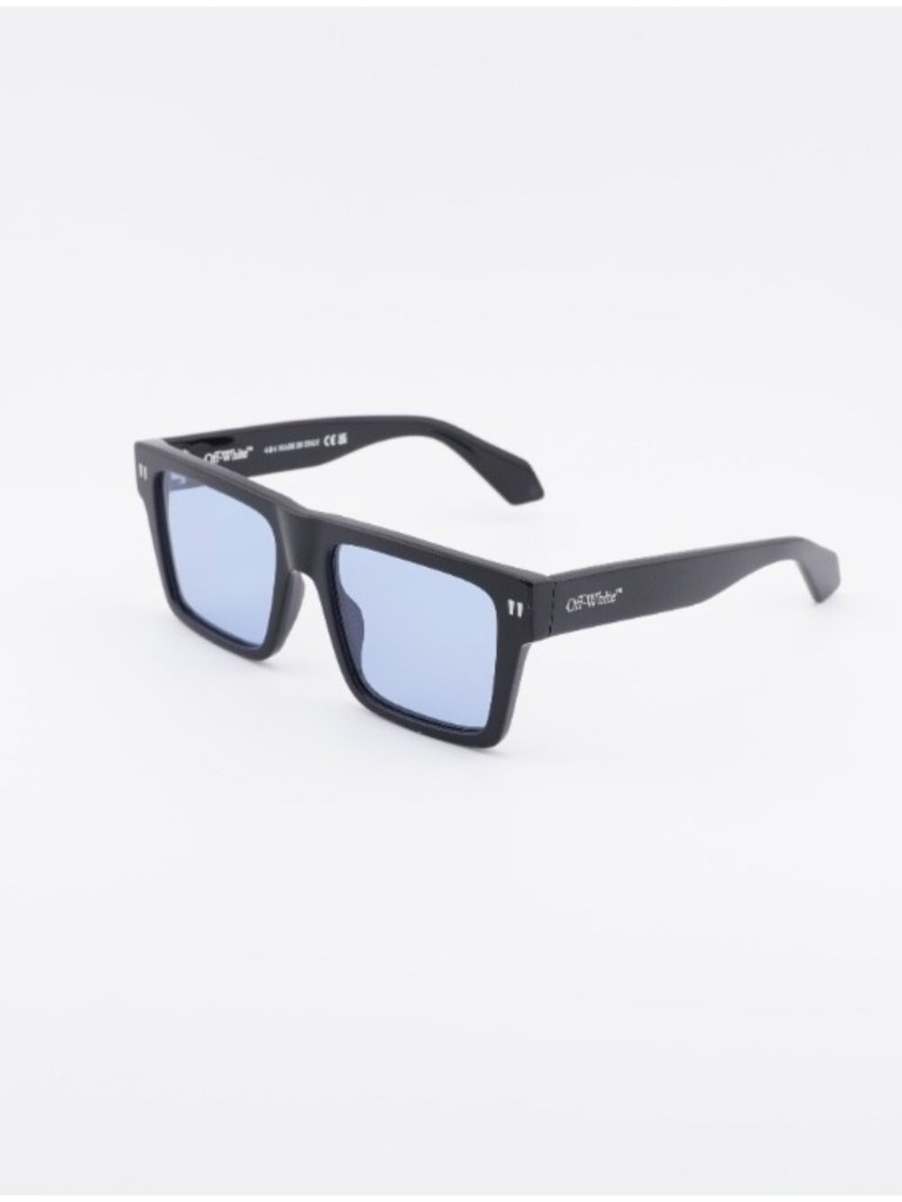 Off-White OERI109 LAWTON 1040 Sunglasses Shiny Black Square Frame, Blue Lenses
